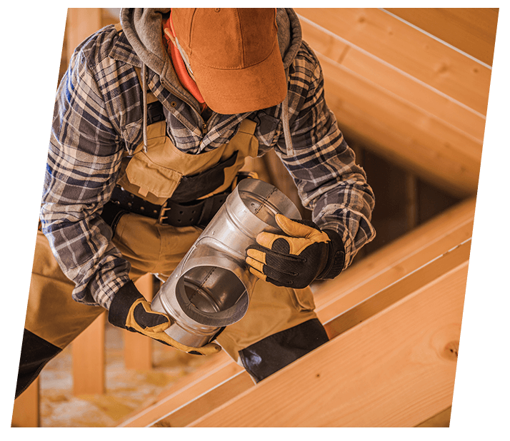 Contractor installing pipe